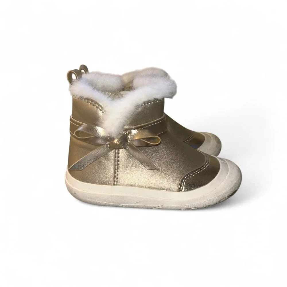 Stepping Stones Gold and White Boots  Toddler Girl Size 6